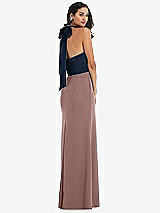 Alt View 3 Thumbnail - Sienna & Midnight Navy High-Neck Open-Back Maxi Dress with Scarf Tie