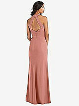 Rear View Thumbnail - Desert Rose Open-Back Halter Maxi Dress with Draped Bow