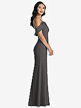 Alt View 2 Thumbnail - Caviar Gray One-Shoulder Draped Cuff Maxi Dress with Front Slit