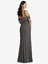 Alt View 3 Thumbnail - Caviar Gray One-Shoulder Draped Cuff Maxi Dress with Front Slit
