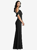 Alt View 2 Thumbnail - Black One-Shoulder Draped Cuff Maxi Dress with Front Slit