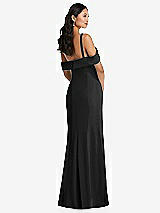 Alt View 3 Thumbnail - Black One-Shoulder Draped Cuff Maxi Dress with Front Slit