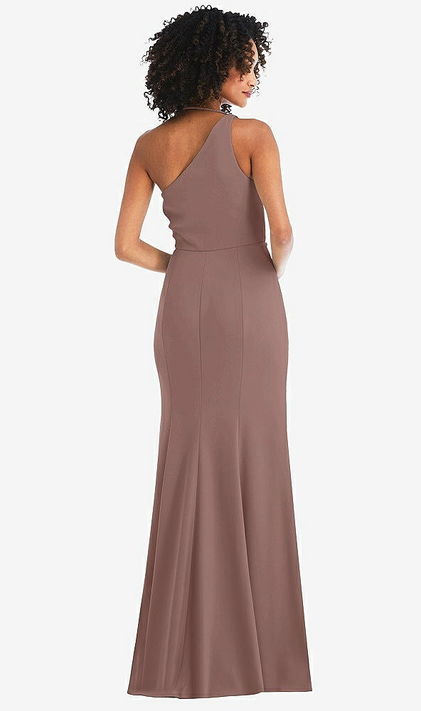Back View - Sienna One-Shoulder Draped Cowl-Neck Maxi Dress