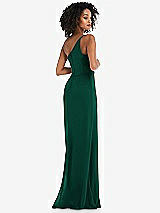 Alt View 3 Thumbnail - Hunter Green Skinny One-Shoulder Trumpet Gown with Front Slit