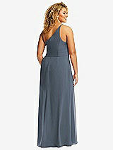 Rear View Thumbnail - Silverstone Skinny One-Shoulder Trumpet Gown with Front Slit