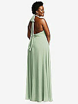 Rear View Thumbnail - Celadon High Neck Halter Backless Maxi Dress