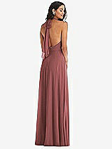 Alt View 4 Thumbnail - English Rose High Neck Halter Backless Maxi Dress