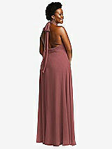Rear View Thumbnail - English Rose High Neck Halter Backless Maxi Dress