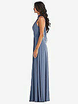 Alt View 3 Thumbnail - Larkspur Blue High Neck Halter Backless Maxi Dress