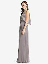 Alt View 2 Thumbnail - Cashmere Gray Convertible Cold-Shoulder Draped Wrap Maxi Dress