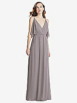 Alt View 3 Thumbnail - Cashmere Gray Convertible Cold-Shoulder Draped Wrap Maxi Dress
