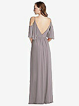 Rear View Thumbnail - Cashmere Gray Convertible Cold-Shoulder Draped Wrap Maxi Dress