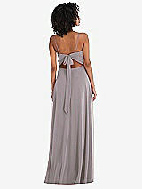 Rear View Thumbnail - Cashmere Gray Tie-Back Cutout Maxi Dress with Front Slit