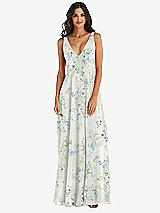 Alt View 3 Thumbnail - Bleu Garden Deep V-Neck Chiffon Maxi Dress