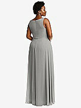 Rear View Thumbnail - Chelsea Gray Deep V-Neck Chiffon Maxi Dress