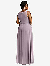 Rear View Thumbnail - Lilac Dusk Deep V-Neck Chiffon Maxi Dress