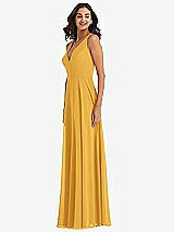 Alt View 4 Thumbnail - NYC Yellow Deep V-Neck Chiffon Maxi Dress