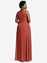 Rear View Thumbnail - Amber Sunset Deep V-Neck Chiffon Maxi Dress