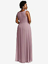 Rear View Thumbnail - Dusty Rose Deep V-Neck Chiffon Maxi Dress