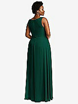 Rear View Thumbnail - Hunter Green Deep V-Neck Chiffon Maxi Dress