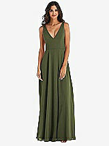 Alt View 3 Thumbnail - Olive Green Deep V-Neck Chiffon Maxi Dress