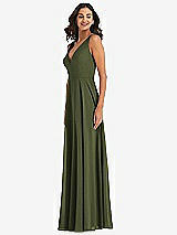Alt View 4 Thumbnail - Olive Green Deep V-Neck Chiffon Maxi Dress