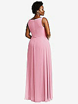 Rear View Thumbnail - Peony Pink Deep V-Neck Chiffon Maxi Dress
