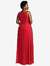 Rear View Thumbnail - Parisian Red Deep V-Neck Chiffon Maxi Dress