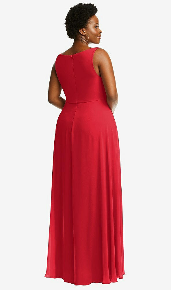 Back View - Parisian Red Deep V-Neck Chiffon Maxi Dress