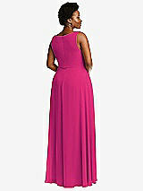 Rear View Thumbnail - Think Pink Deep V-Neck Chiffon Maxi Dress