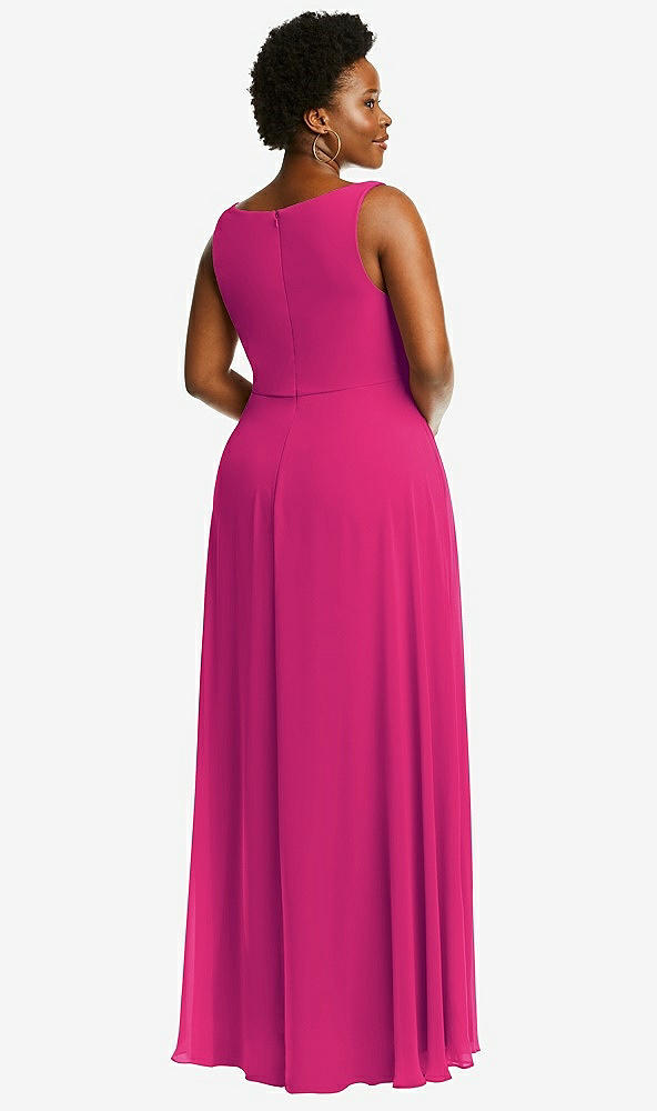 Back View - Think Pink Deep V-Neck Chiffon Maxi Dress