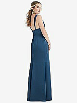 Rear View Thumbnail - Dusk Blue Twist Strap Maxi Slip Dress with Front Slit - Neve