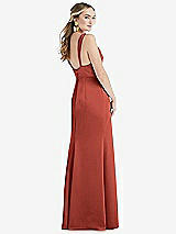 Rear View Thumbnail - Amber Sunset Twist Strap Maxi Slip Dress with Front Slit - Neve