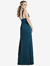 Rear View Thumbnail - Atlantic Blue Twist Strap Maxi Slip Dress with Front Slit - Neve