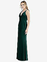 Side View Thumbnail - Evergreen Twist Strap Maxi Slip Dress with Front Slit - Neve