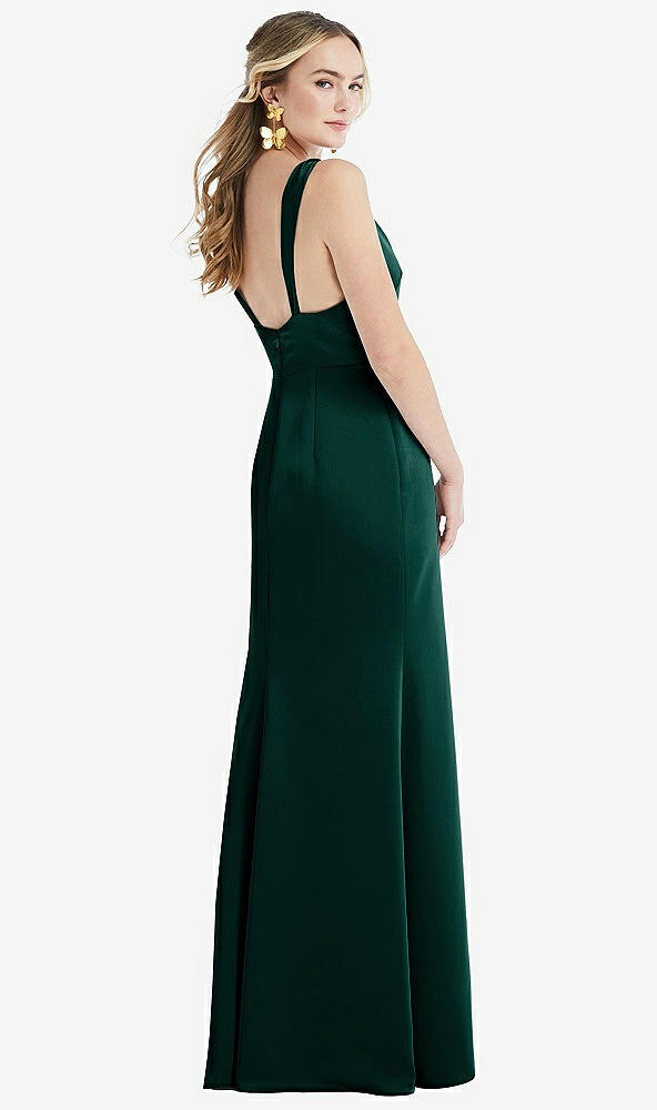 Back View - Evergreen Twist Strap Maxi Slip Dress with Front Slit - Neve