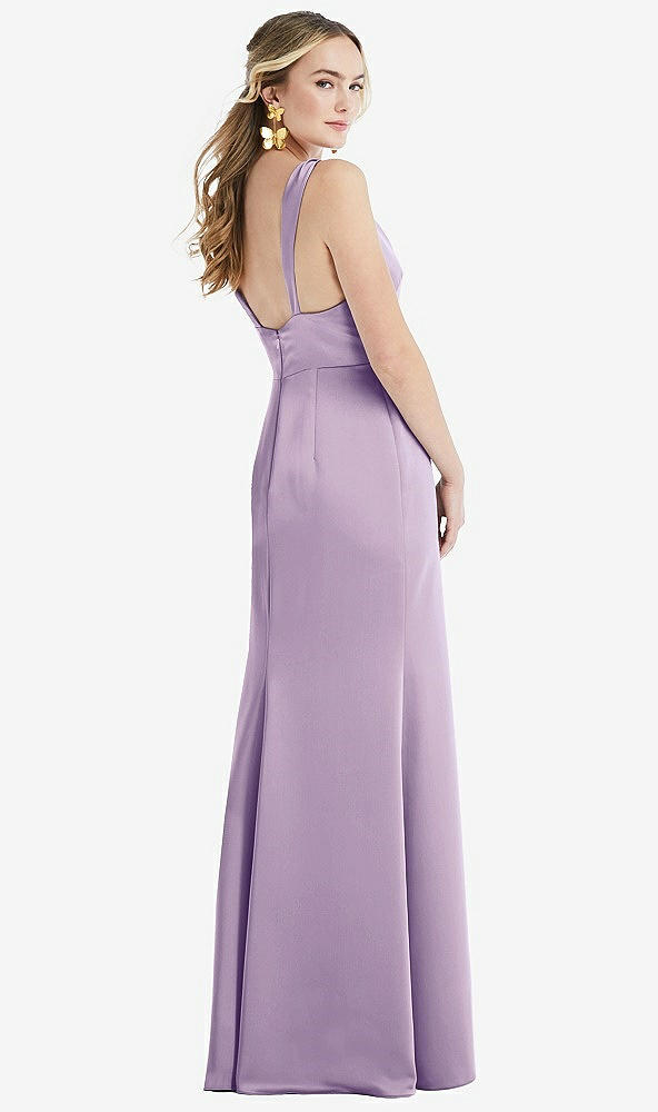 Back View - Pale Purple Twist Strap Maxi Slip Dress with Front Slit - Neve