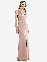 Front View Thumbnail - Toasted Sugar Twist Strap Maxi Slip Dress with Front Slit - Neve