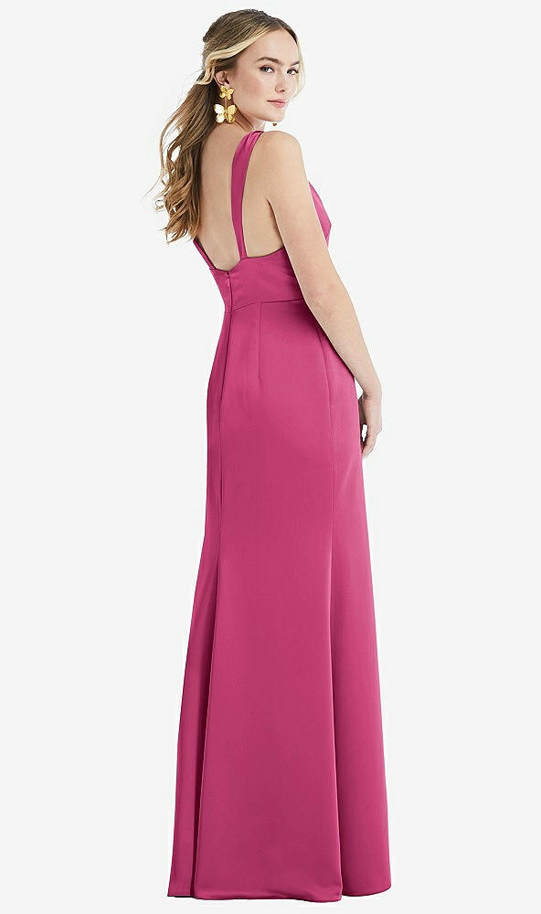 Back View - Tea Rose Twist Strap Maxi Slip Dress with Front Slit - Neve