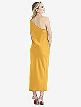 Rear View Thumbnail - NYC Yellow One-Shoulder Asymmetrical Midi Slip Dress