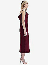 Side View Thumbnail - Cabernet Asymmetrical One-Shoulder Cowl Midi Slip Dress