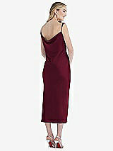 Rear View Thumbnail - Cabernet Asymmetrical One-Shoulder Cowl Midi Slip Dress