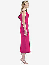 Side View Thumbnail - Think Pink Asymmetrical One-Shoulder Cowl Midi Slip Dress