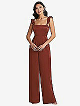 Front View Thumbnail - Auburn Moon Ruffled Sleeve Tie-Back Jumpsuit with Pockets