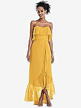 Alt View 1 Thumbnail - NYC Yellow Off-the-Shoulder Ruffled High Low Maxi Dress