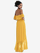 Rear View Thumbnail - NYC Yellow Off-the-Shoulder Ruffled High Low Maxi Dress