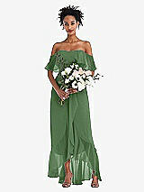 Alt View 2 Thumbnail - Vineyard Green Off-the-Shoulder Ruffled High Low Maxi Dress