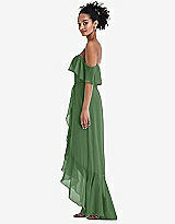 Side View Thumbnail - Vineyard Green Off-the-Shoulder Ruffled High Low Maxi Dress
