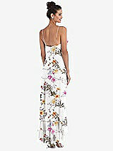 Rear View Thumbnail - Butterfly Botanica Ivory Ruffle-Trimmed V-Neck High Low Wrap Dress
