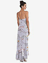 Rear View Thumbnail - Butterfly Botanica Silver Dove Ruffle-Trimmed V-Neck High Low Wrap Dress